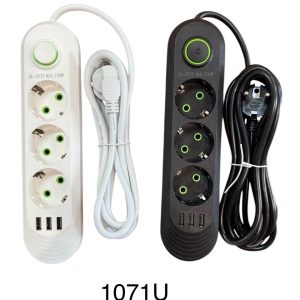 Продовжувач 1071U 3 м 3 вилки +3 юсбі 40 шт.ящ